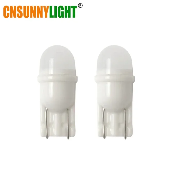 CNSUNNYLIGHT Newest Ceramic Base T10 W5W LED Car Interior Light Marker 12V Wedge Parking Dome Bulbs Mini Size White 6000K