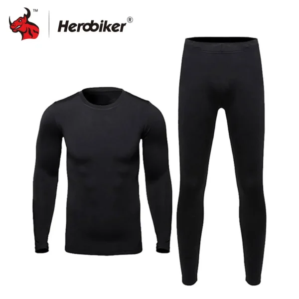 HEROBIKER Men Thermo Underwears Suits Set Motorcycle Skiing Winter Warm Base Layers Tight Long Johns Tops & Pants Set