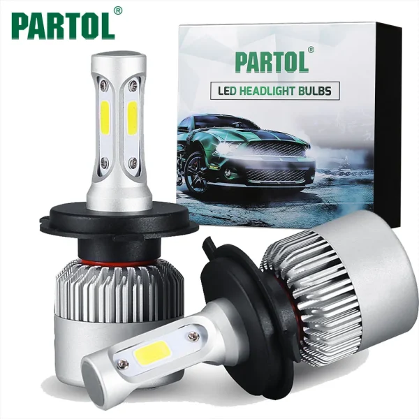 Partol S2 H4 H7 H13 H11 H1 9005 9006 H3 9004 9007 9012 COB LED Headlight 72W 8000LM Car LED Headlights Bulb Fog Light 6500K 12V